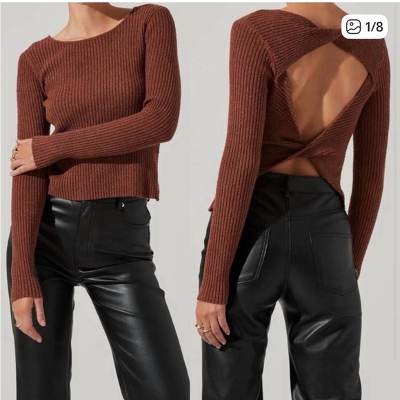 Astr Sweaters - Astr Brown Ribbed Sweater